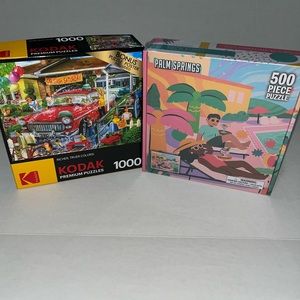 Kodak 1000 Piece Car‎ Wash Saturday and de bored 500 Piece Palm Springs Puzzles